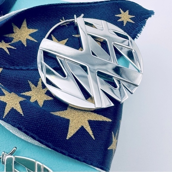 RARE Tiffany & Co. Atlas Disc Hoop Earrings in Sterling Silver Presentation Box - Picture 5 of 10